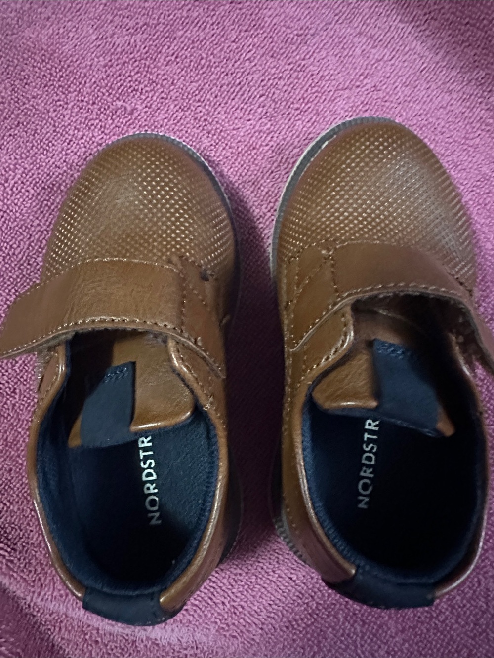 Nordstrom Kids Brown Leather-Look Velcro Dress Shoes